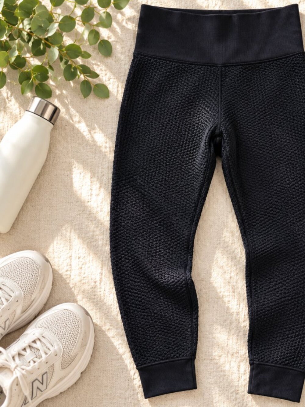 JoyLab High-Rise 7/8 Textured Leggings Black Size M NWT